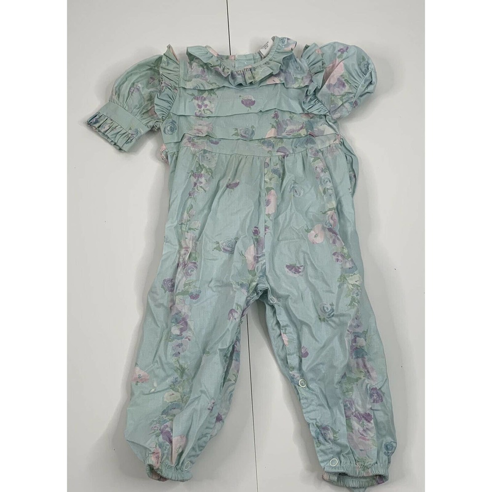 Vintage COMING THING Baby Floral Jumpsuit 18M